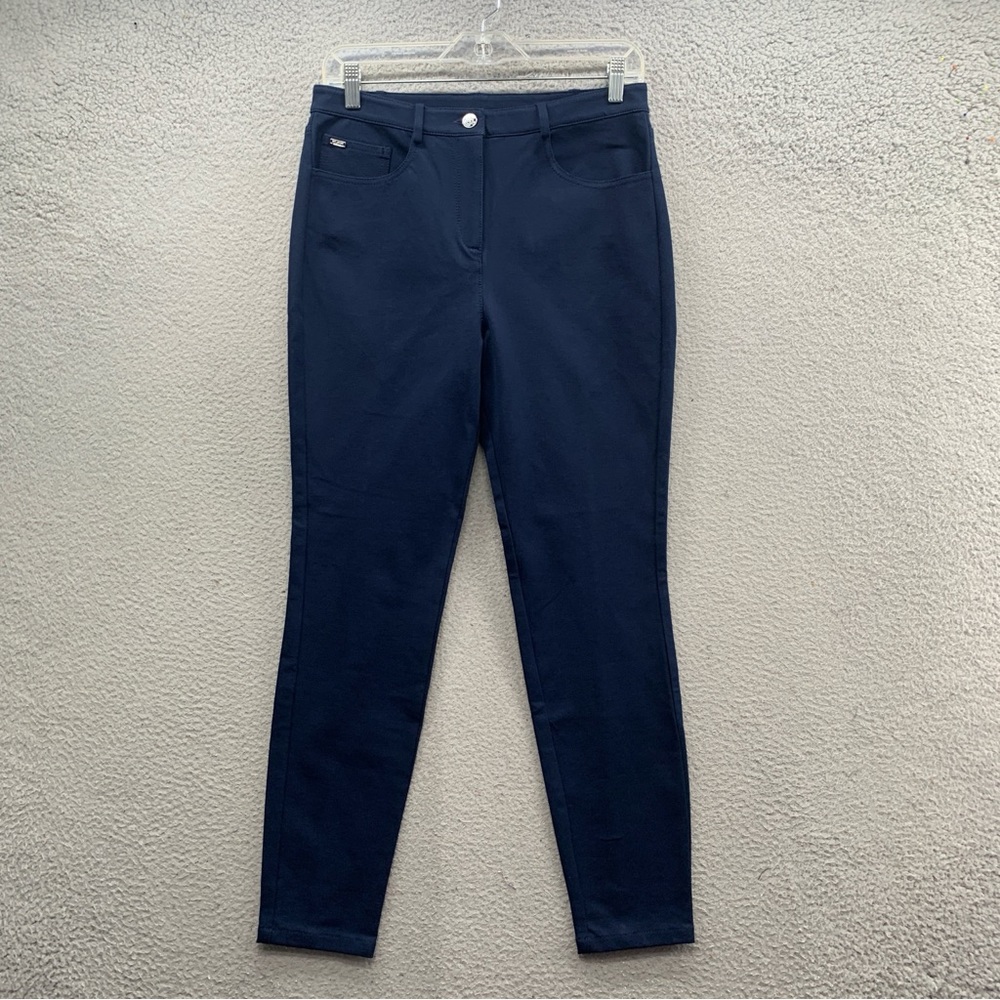 St. John Collection Skinny Ponte Knit Pants Navy Blue Stretch Carrer Women’s 6